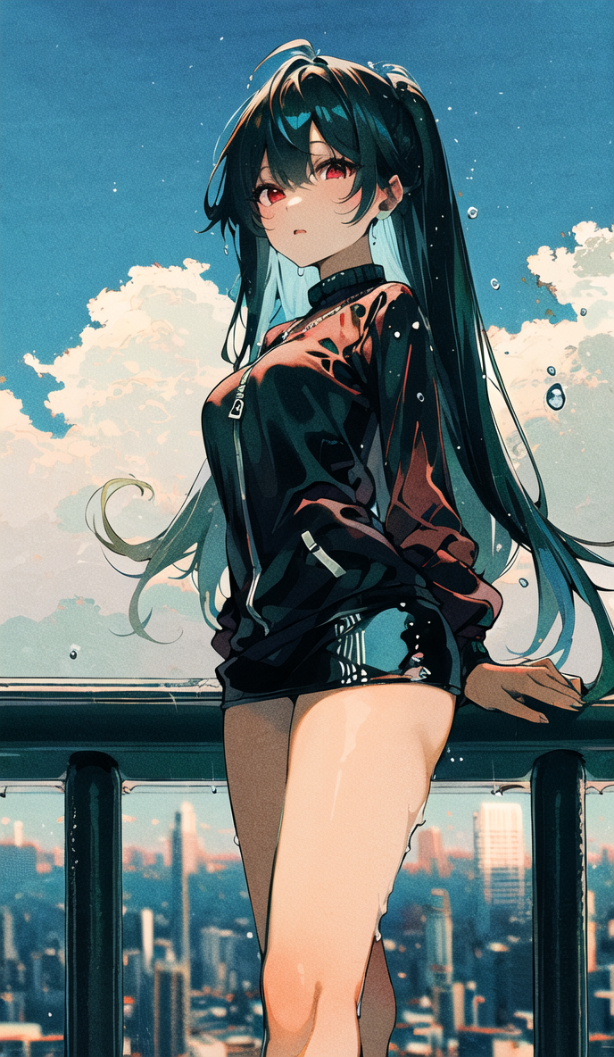 02399-1381484579-masterpiece, best quality, girl,longt black long hair, sky red eyes,medium breasts ,black-latex-jaket,leg, angel wings,blue sky.png